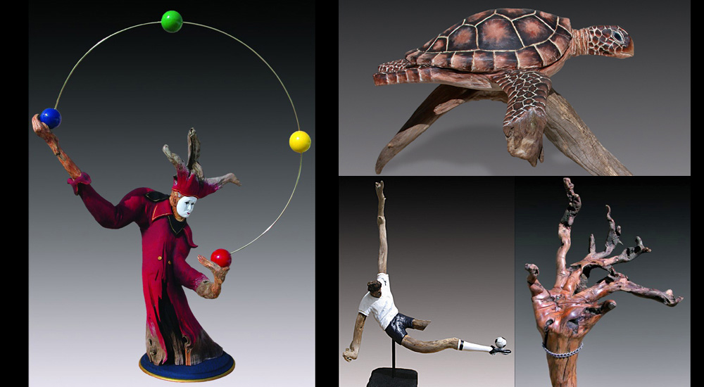 collage of pieces by Seadrift Sculptures Artist, Bernie Houston